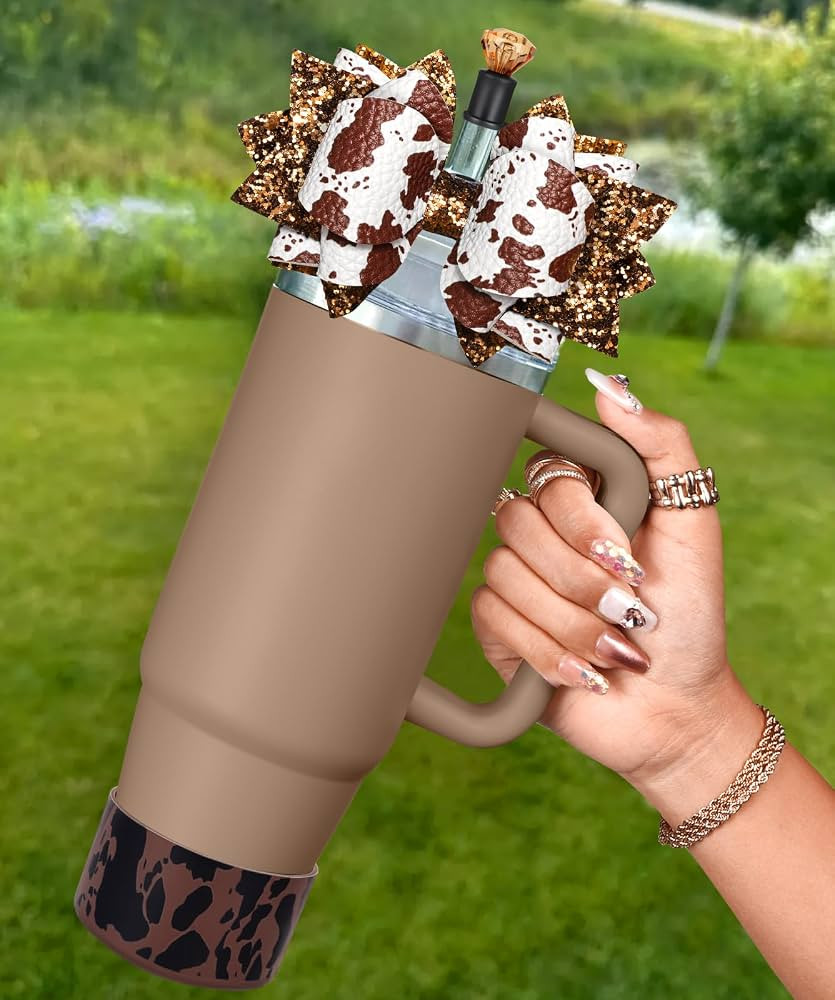 Cup Boot with Straw Cover for Stanley 40 30 oz - Cute Bow Straw Topper and Diamond Caps with Bott... | Amazon (US)