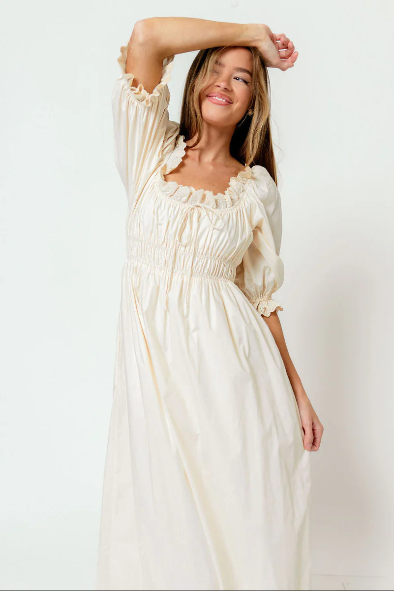 Daydreamer 100% Cotton Maxi Dress in Cream - Bump Friendly | Worth Collective