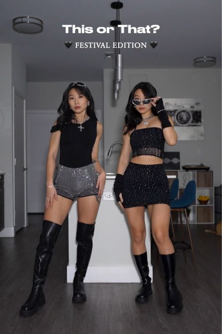 Black Asymmetric Bodysuit: size XS
Both Boots: true to size
Skirt + Bandeau (underneath): RAYN launching 4.13.24 @ 3pm ET

Matching, bff outfits, festival, edgy, glitter, sparkle, sequin, Coachella 

#LTKfindsunder50 #LTKshoecrush #LTKFestival