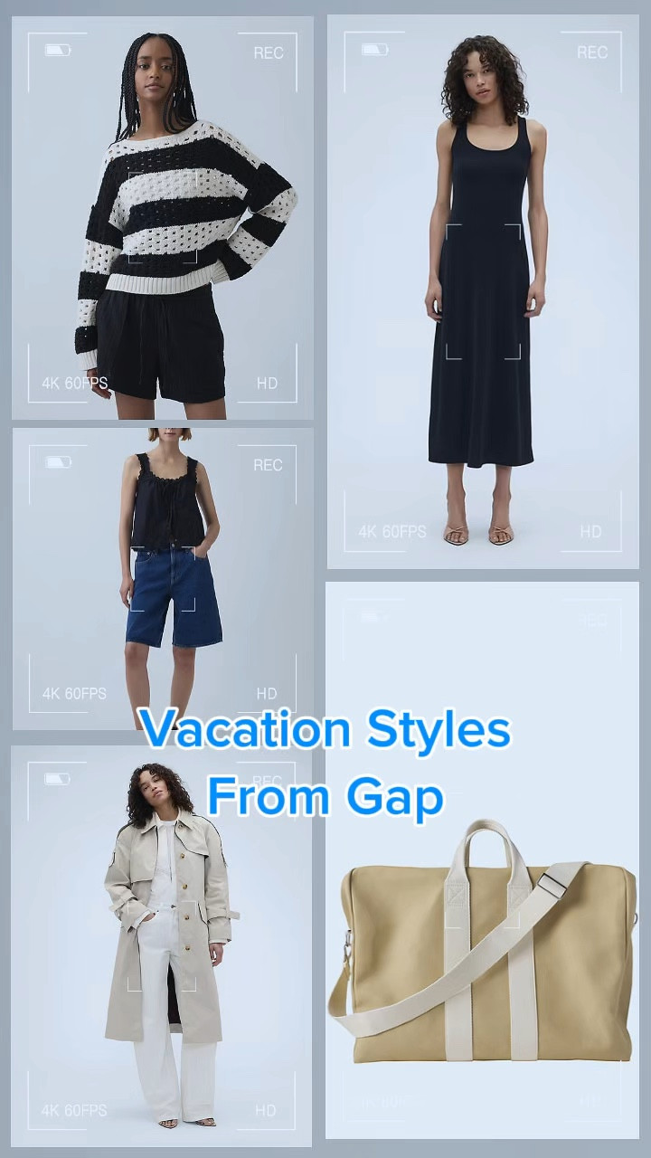 Start your vacation packing with finds from Gap. Your suitcase will thank you. You can wear these pieces now and on vacation.  