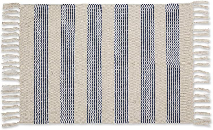 DII Woven Rugs Collection Hand-Loomed with Fringe, 2x3', French Blue Ticking Stripe | Amazon (US)