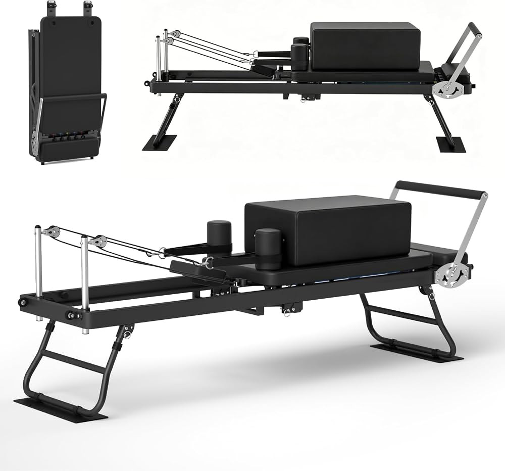 Foldable Pilates Reformer for Home Use Pilates Reformer Machine with Adjustable Resistance Bands ... | Amazon (US)