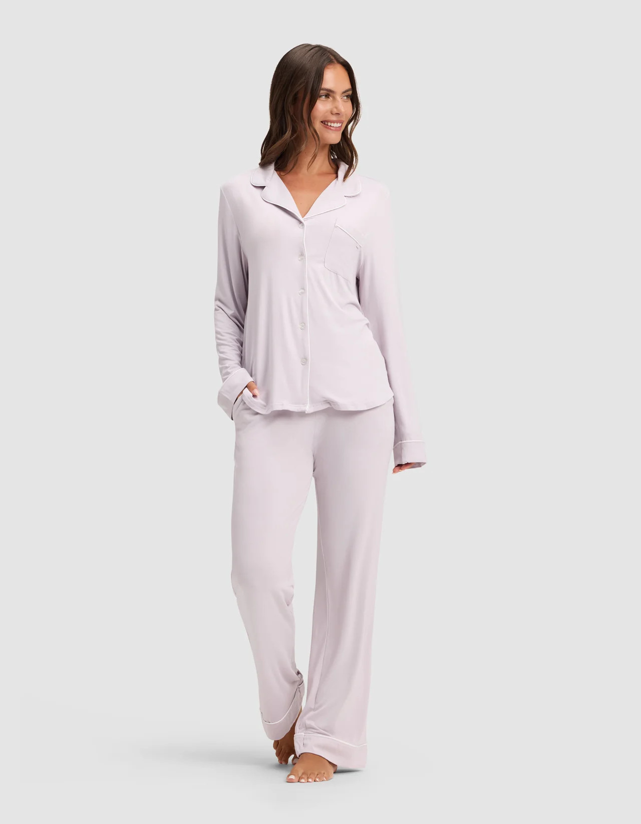 Women's Bamboo Stretch-Knit Long Sleeve Pajama Set TALL | Cozy Earth