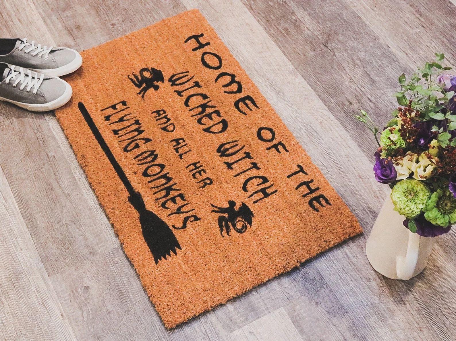 Home of the Wicked Witch and Her Flying Monkeys Fall/Halloween Coir Doormat/Welcome Mat Handpaint... | Etsy (US)