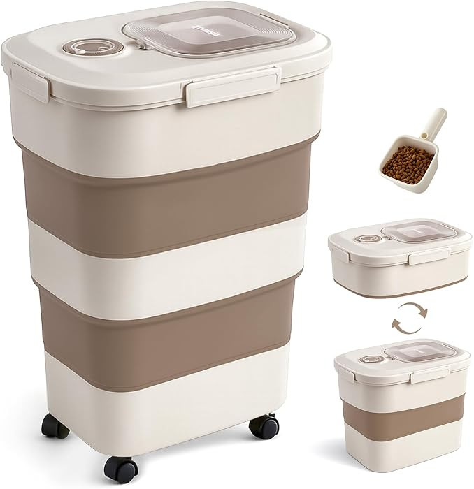 40-50lbs Dog Food Storage Container, Large Capacity Collapsible Airtight Pet Food Storage Contain... | Amazon (US)