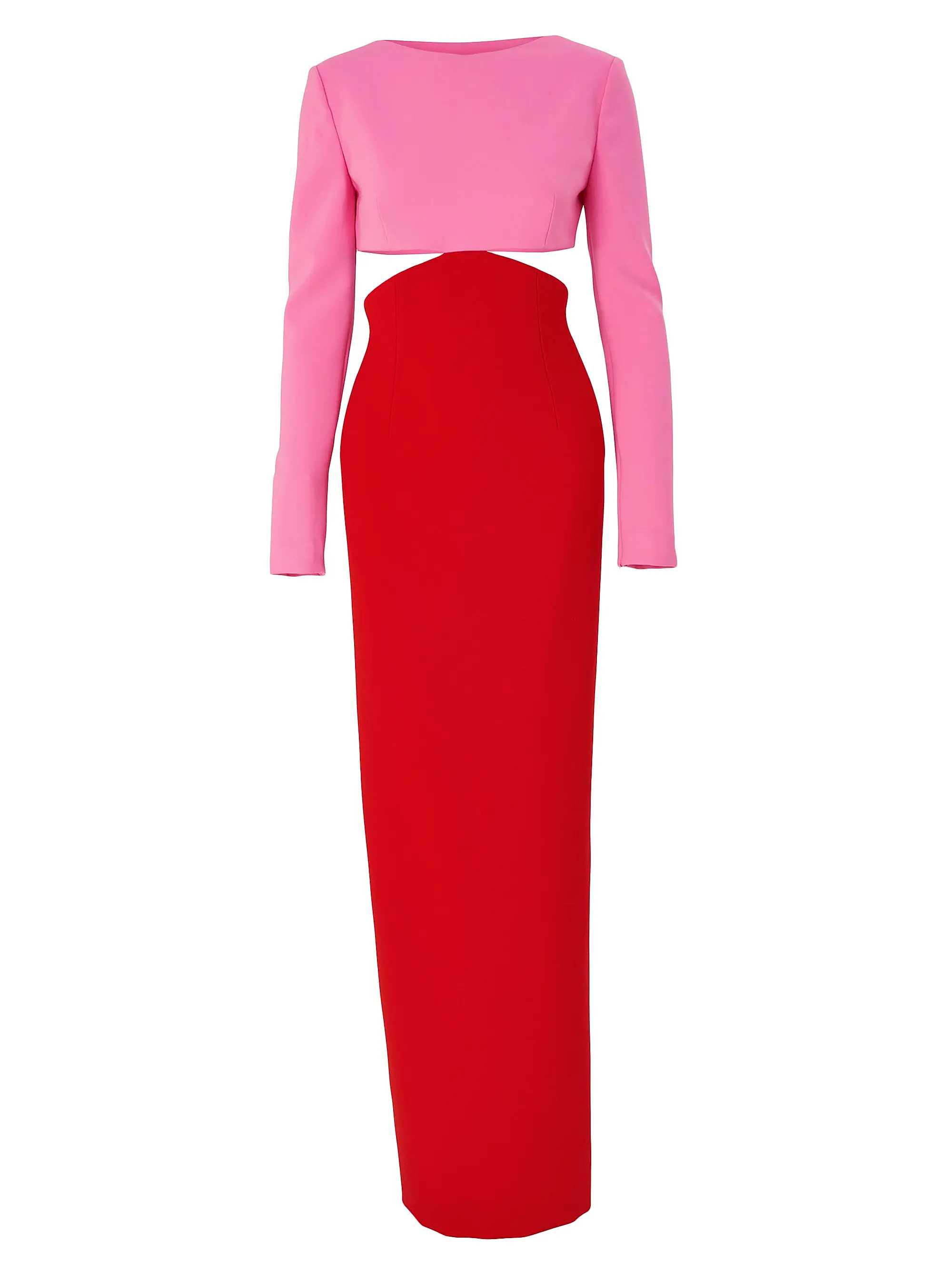 Cut-Out Colorblocked Long-Sleeve Column Gown | Saks Fifth Avenue