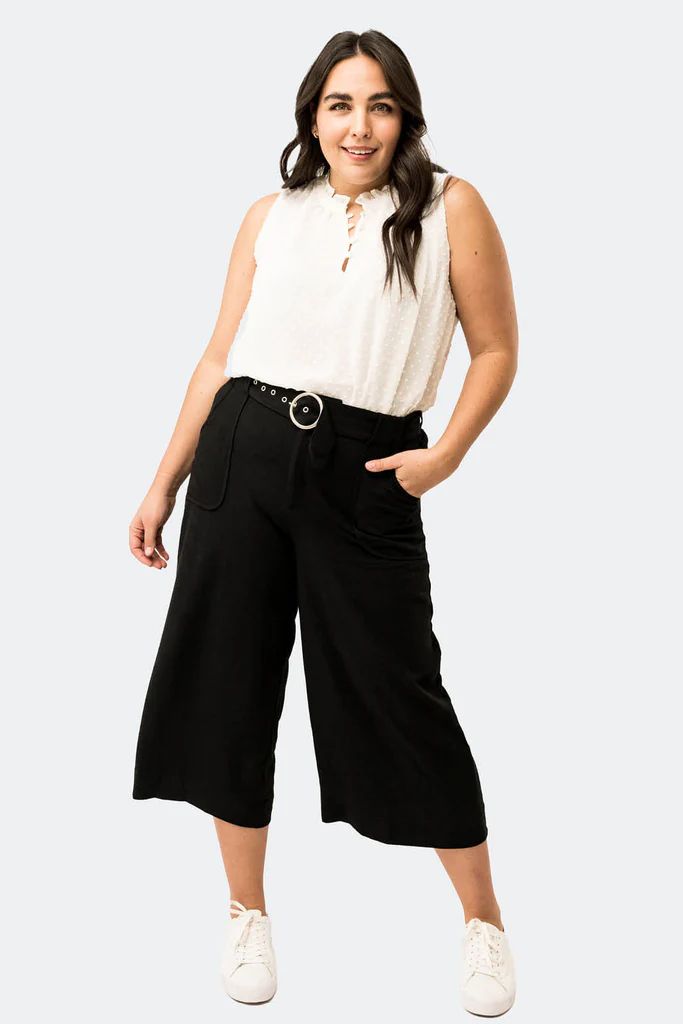 Belted Linen Cropped Trouser | Gibson