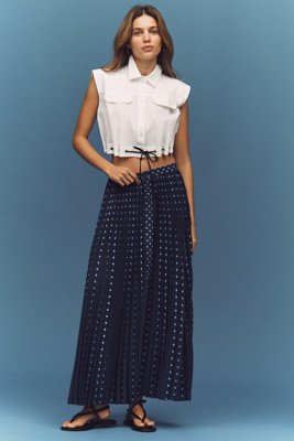 Maeve Pleated Button-Front Maxi Skirt | Anthropologie (US)