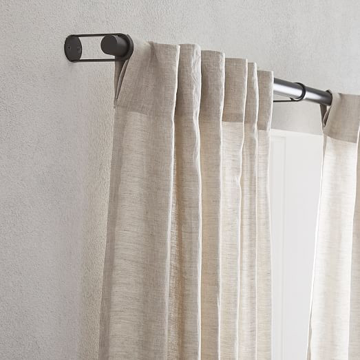 European Flax Linen & Luster Velvet Curtain - Natural/Dusty Blush | West Elm (US)