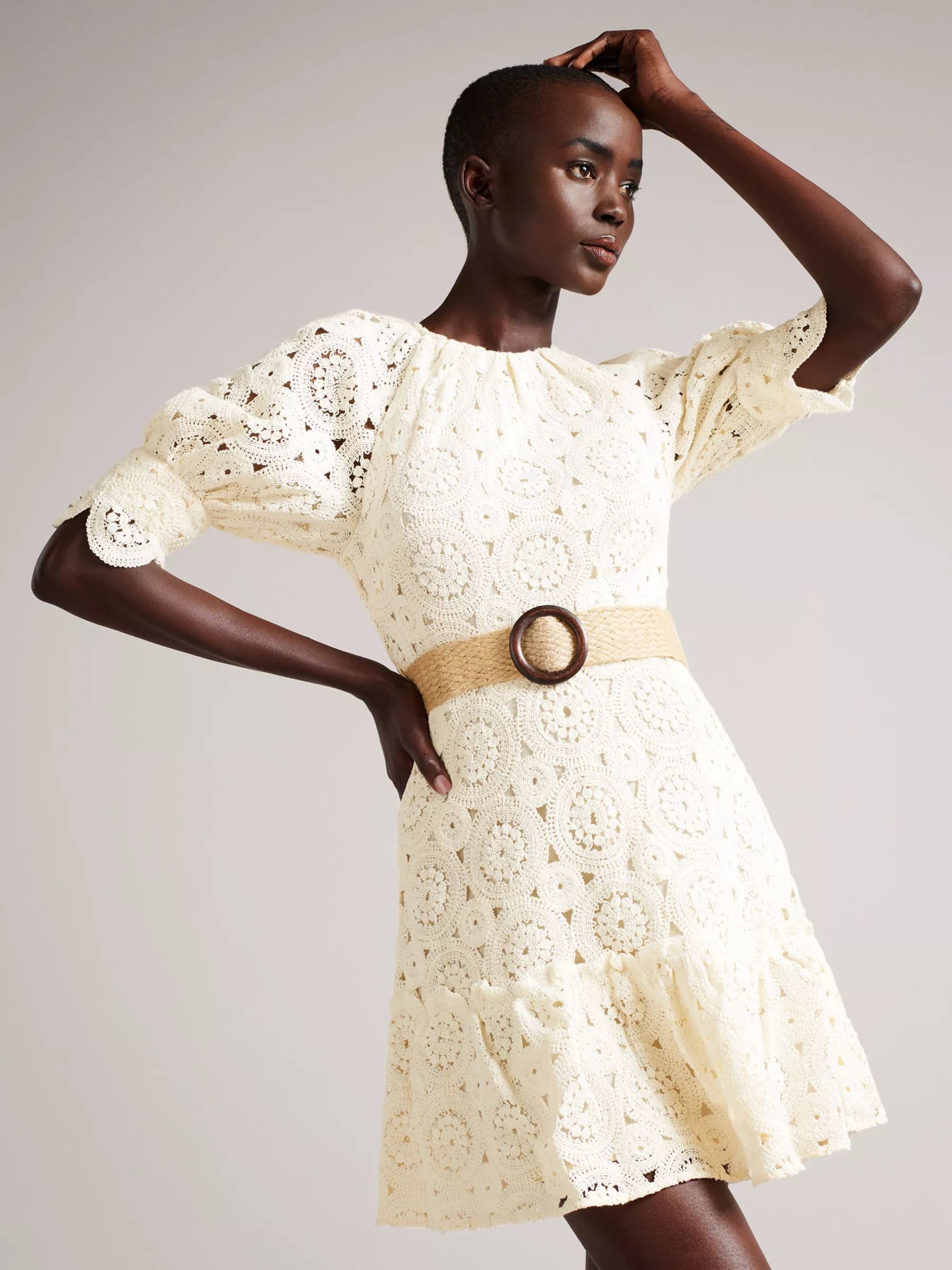 Ted Baker Susena Crochet Mini Dress, Ivory | John Lewis (UK)