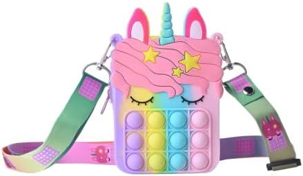 Amazon.com: Pop Up Fidget Toys Shoulder Bag for Girls, Unicorn Push Bubble Fidget Sensory Toys,Po... | Amazon (US)