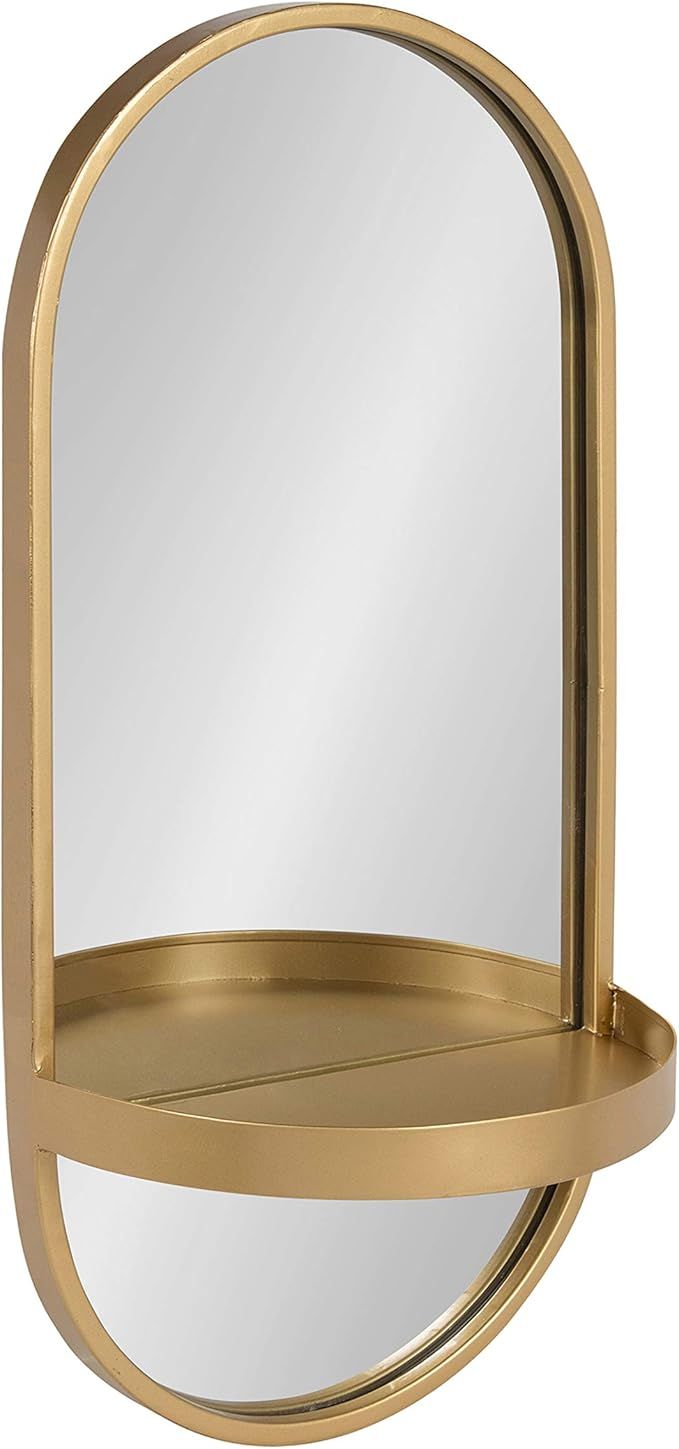 Kate and Laurel Estero Modern Metal Wall Mirror with Shelf, Gold | Amazon (US)