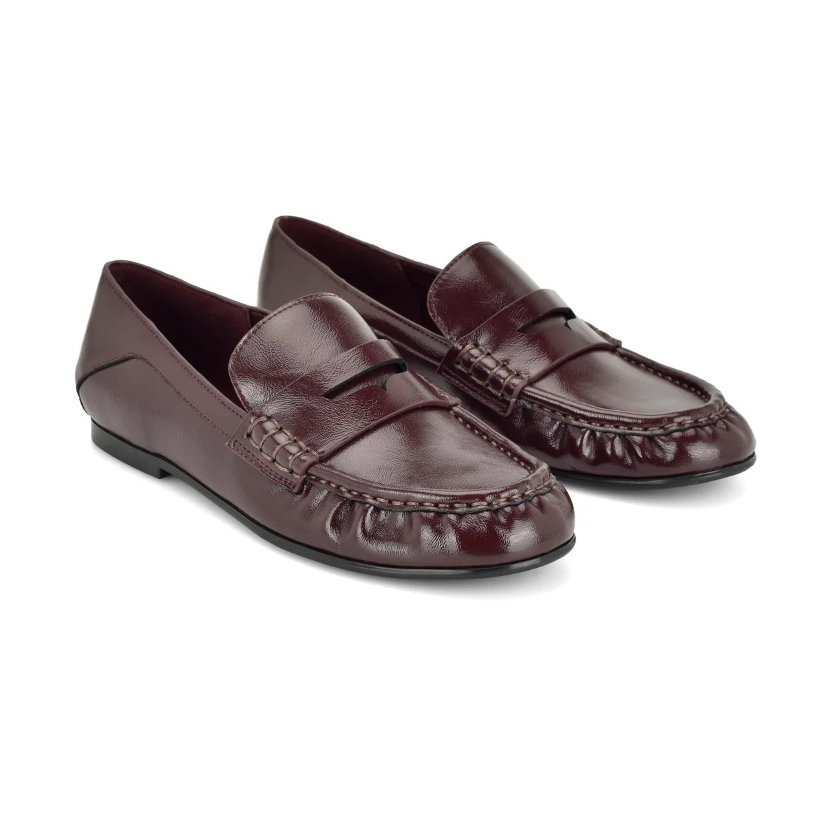 Women's Rasco Ruched Loafers - Dark Red Crinkle Patent | Nine West | Nine West (US)