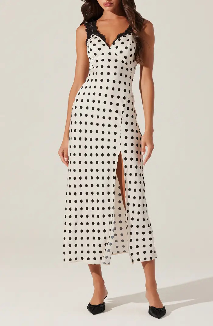 Eirene Lace Trim Polka Dot Dress | Nordstrom