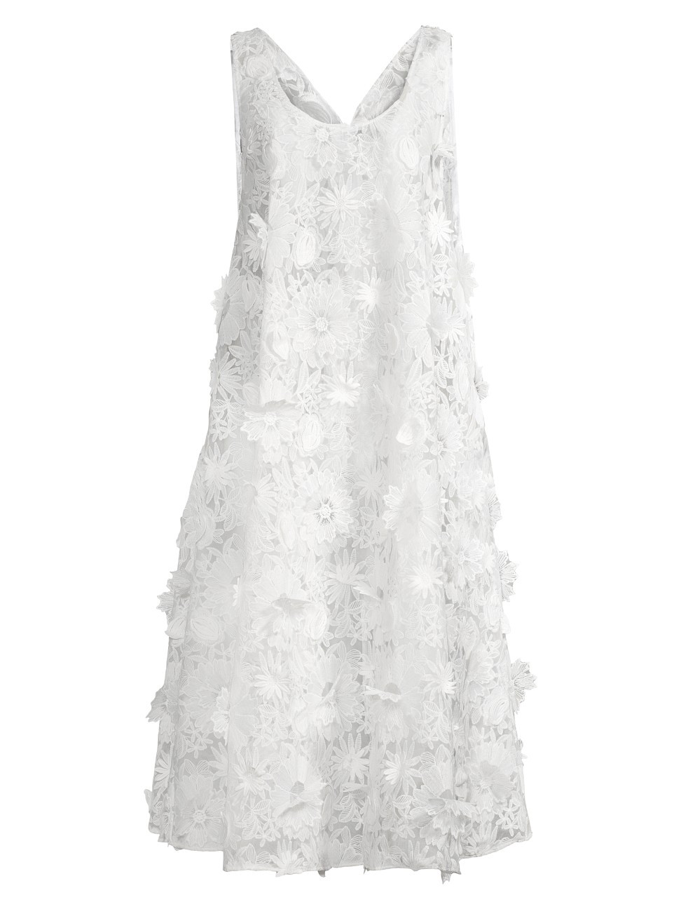 Women's Sleeveless Floral-Appliqué Midi-Dress - White | Saks Fifth Avenue