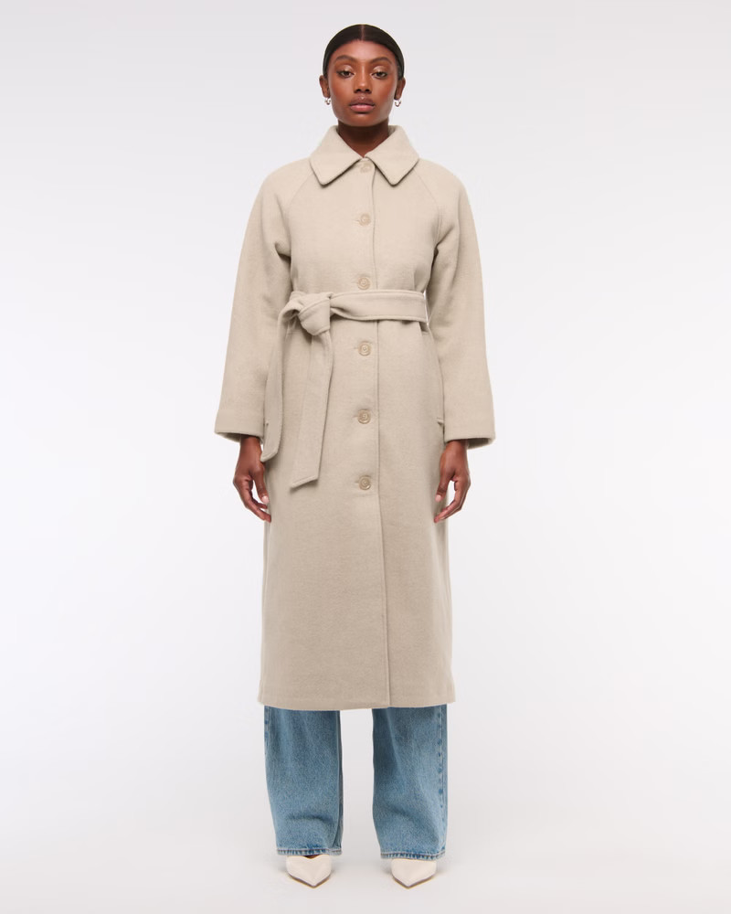 Wool-Blend Belted Coat | Abercrombie & Fitch (US)