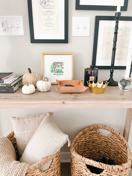 Fall decor. Fall home decor. Pumpkin decor. Pumpkin candle. Foyer table. Console table. Large basket. Candlesticks. Entryway Table. Halloween. Autumn Decor. 

#LTKunder100 #LTKSeasonal #LTKhome