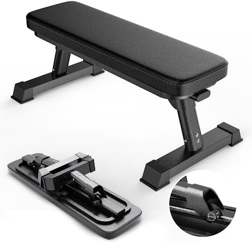 Finer Form Gym Quality Foldable Flat Bench for Multi-Purpose Weight Training and Ab Exercises - F... | Amazon (US)