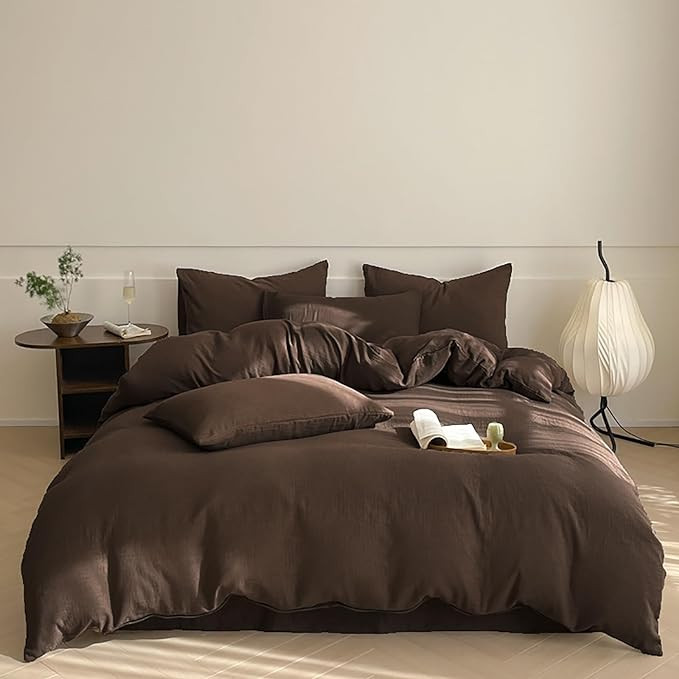 Luxlovery Brown Comforter Set Queen Mocha Brown Bedding Comforter Set Chocolate Color Solid Soft ... | Amazon (US)