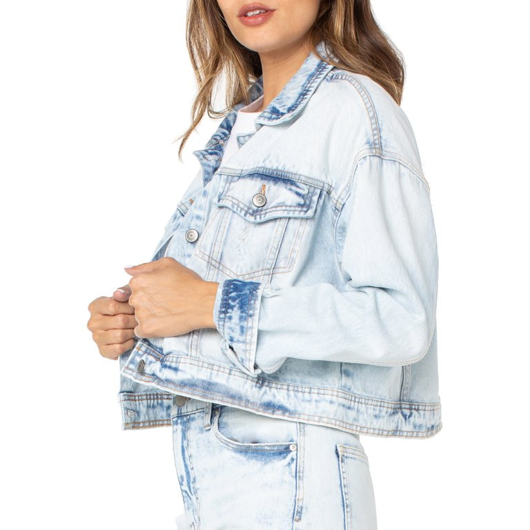 Celebrity Pink Juniors Boxy Crop Denim Jacket | Walmart (US)