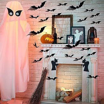 72Pcs Halloween Decoration 3D Bats Decorations, 4 Sizes Realistic PVC Scary Bats Window Decal Wal... | Amazon (CA)