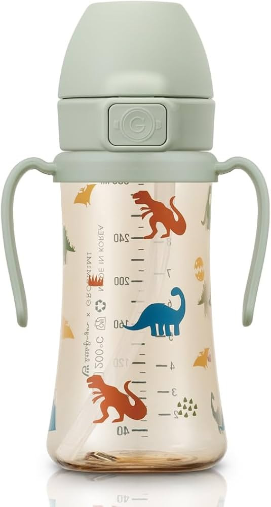 GROSMIMI Flip Top Spill Proof Sippy Cup, PPSU, BPA Free, 10 oz, Stage 2 Straw for Toddlers (Dinos... | Amazon (US)