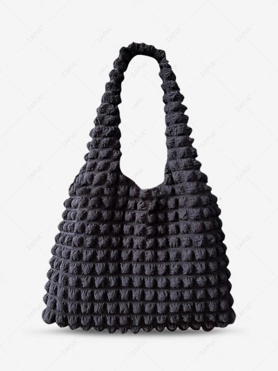 Popcorn Bubble Textured Tote Bag - Black | ZAFUL (Global)