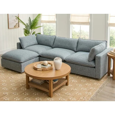 Better Homes & Gardens Weston 107.5" Cloud Modular Sectional Sofa, Heathered Blue | Walmart (US)