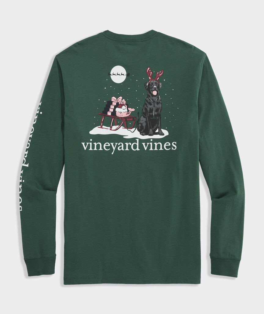 Santa's Sleigh Pup Long-Sleeve Pocket Tee | vineyard vines