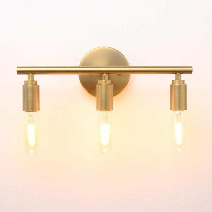 Phansthy 3-Light Gold Bathroom Light Fixtures, Modern Bathroom Vanity Light, Brushed Brass Bathro... | Amazon (US)