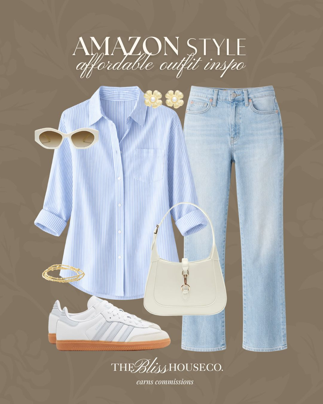 This Amazon outfit pairs an oversized striped button down with straight leg jeans, retro sneakers and neutral accessories for an effortless everyday look. ✨

Amazon outfit inspo, blue striped button down shirt, light wash straight leg jeans, casual chic outfit, neutral shoulder bag, retro white sneakers, spring capsule wardrobe, classic everyday style, effortless minimal outfit, affordable Amazon fashion finds, clean girl aesthetic outfit, casual weekend look, timeless wardrobe staples. 

 #LTKootd