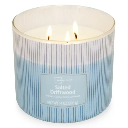 Mainstays 14oz 3-Wick Textured Wrapped Candle with Salted Driftwood Fragrance | Walmart (US)