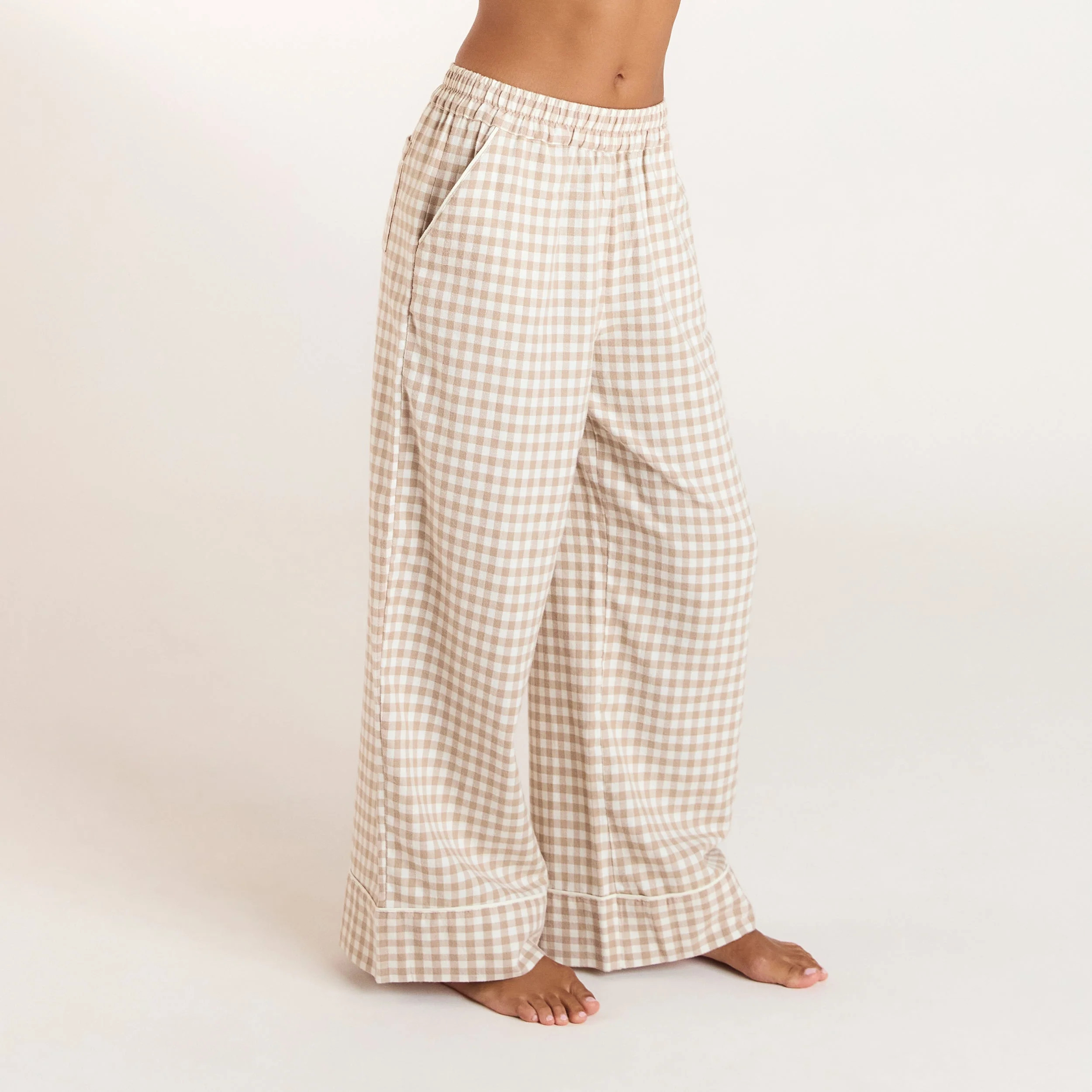Gingham Pajama Pants - Beige | Lounge (US)