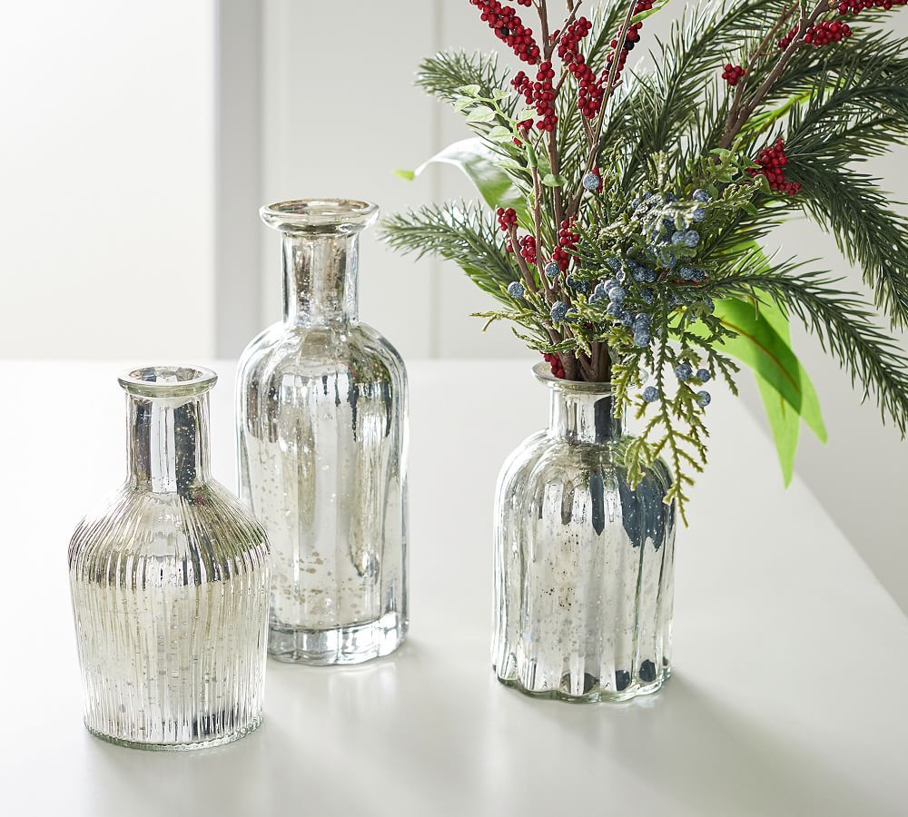 Mercury Bud Silver Vases - Set of 3 | Pottery Barn (US)