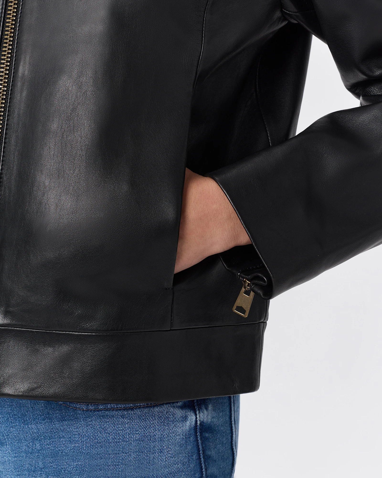 100% Leather Cropped Zip-Front Jacket | Quince