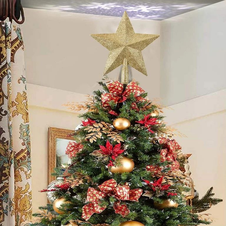 Bobasndm 6" Christmas Tree Top Crown Glitter Star Decoration,Star Tree Topper for Christmas Tree,... | Walmart (US)
