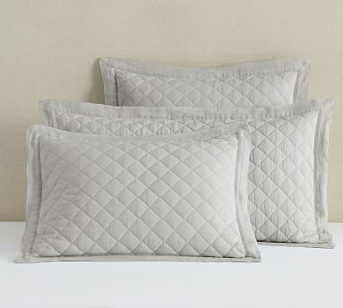 Belgian Flax Linen Diamond Quilted Sham | Pottery Barn (US)