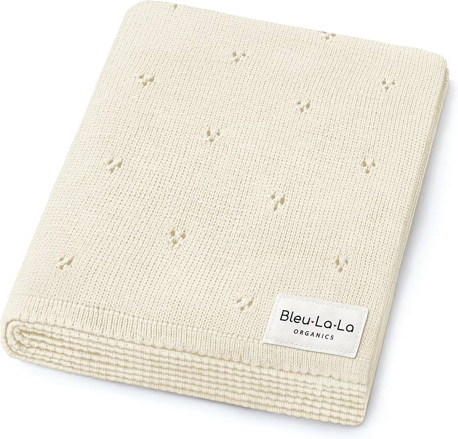 100% Luxury Organic Cotton Pointelle Knit Baby Blanket – Refined Lightweight Heirloom Nursery E... | Amazon (US)