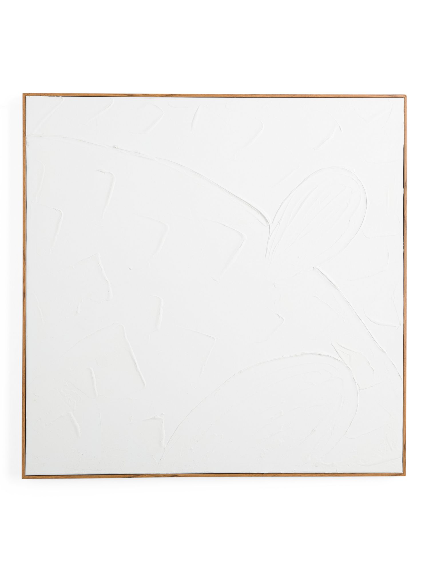 30x30 White On White Abstract Walnut Framed Wall Art | TJ Maxx