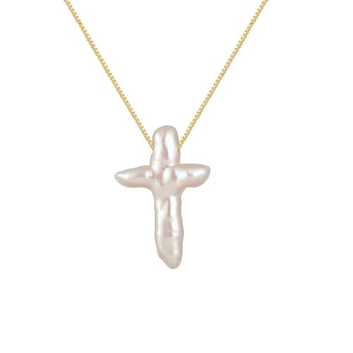 Pearl Cross Necklace for Women Baroque Freshwater Pearl Cross Pendant Necklace Minimalist Christmas Jewelry Gift for Women | Amazon (US)