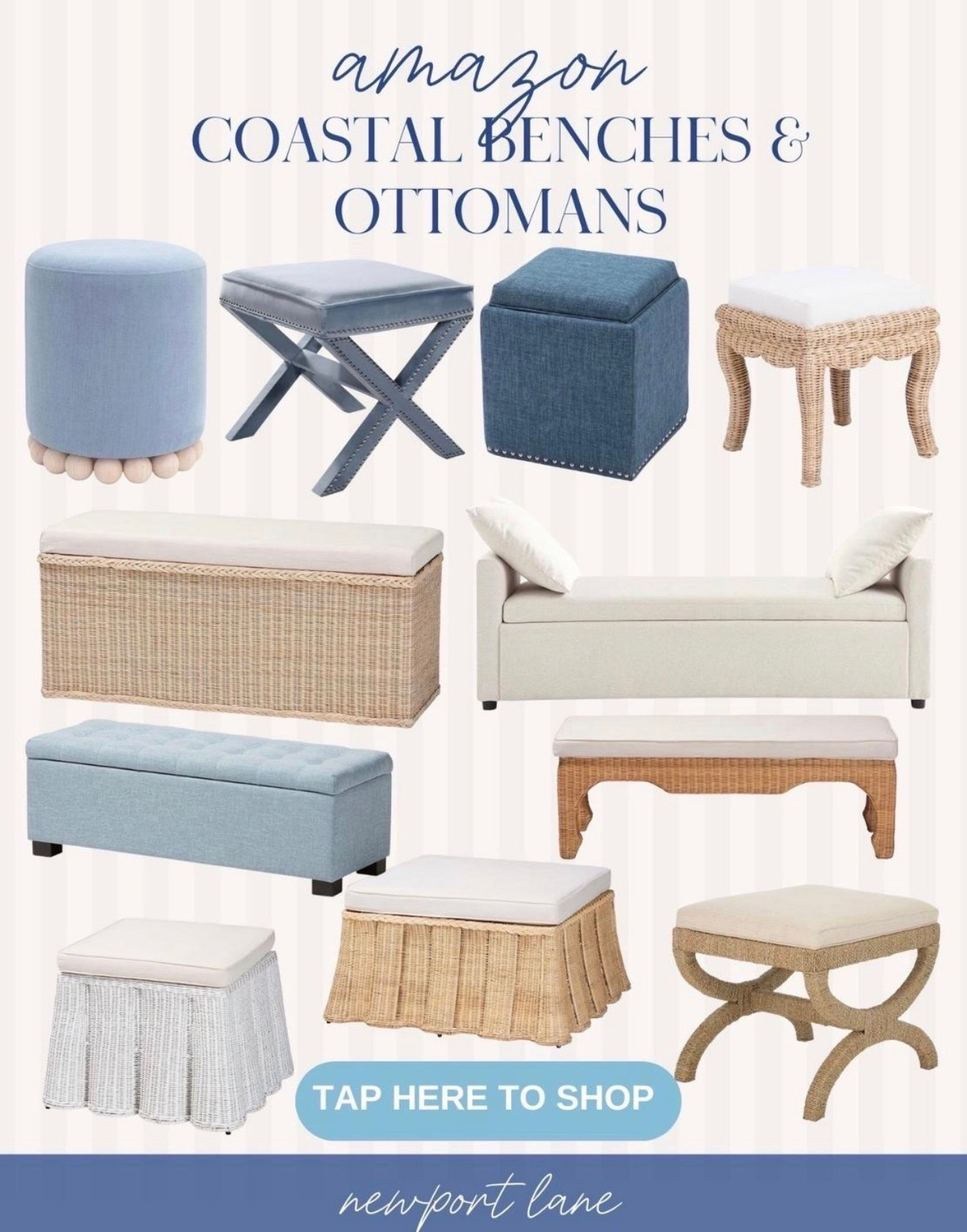 Stop sacrificing style for space! When you need a little extra seating without cluttering the room, you grab one of these gorgeous coastal benches and ottomans options.

#LTKHome #LTKSaleAlert