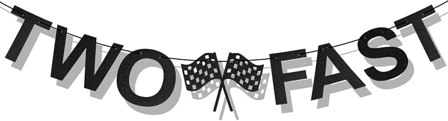 TWO FAST Happy Birthday Banner, Themed Party Supplies Decorations Checkered Flags Black and White... | Amazon (US)