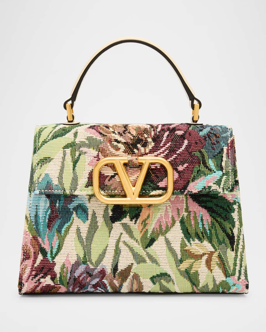 Valentino Garavani VSLING Floral Embroidered Small Top Handle Bag | Neiman Marcus