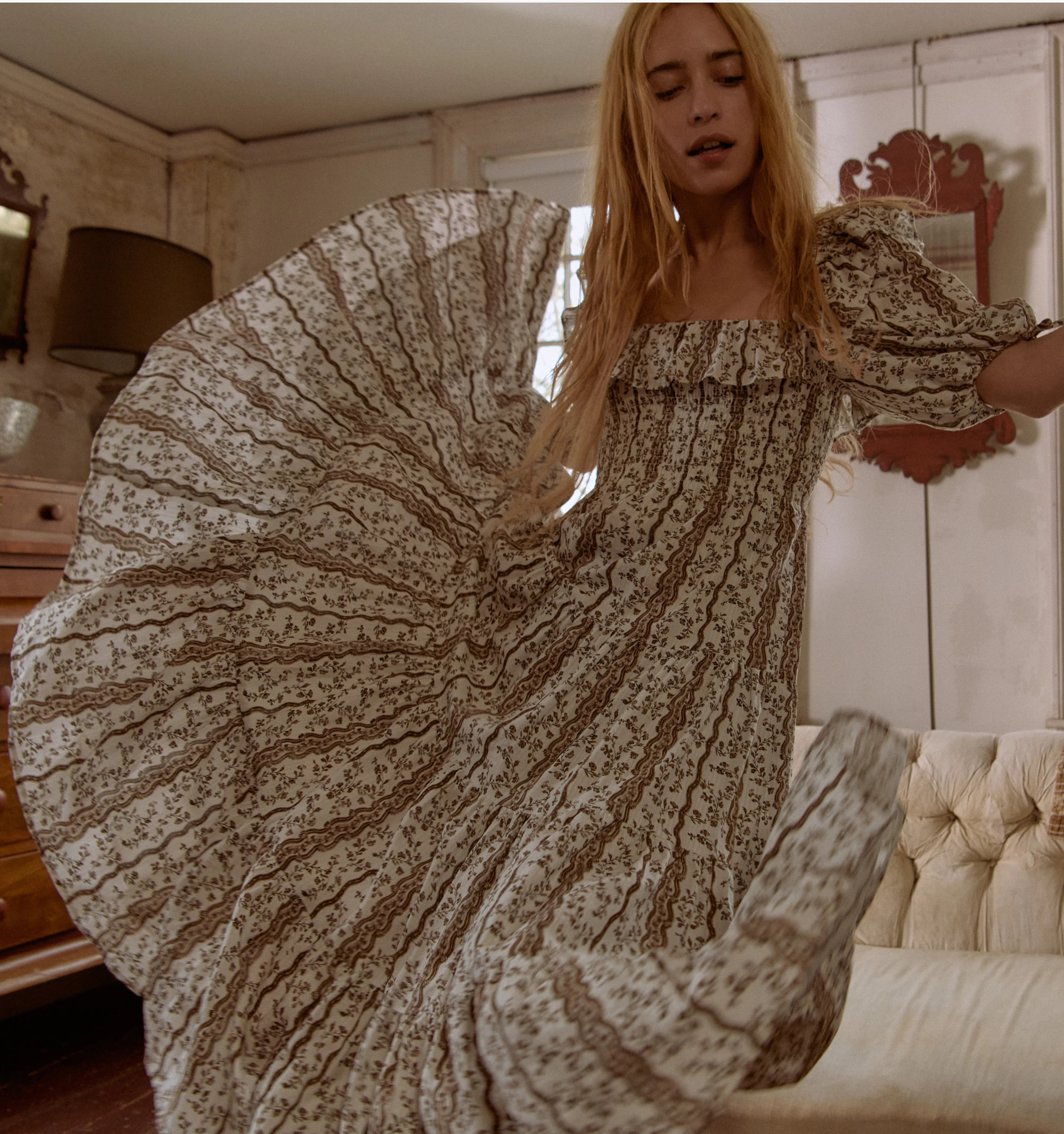 The Corinne Nap Dress - Mocha Provence Floral | Hill House Home US