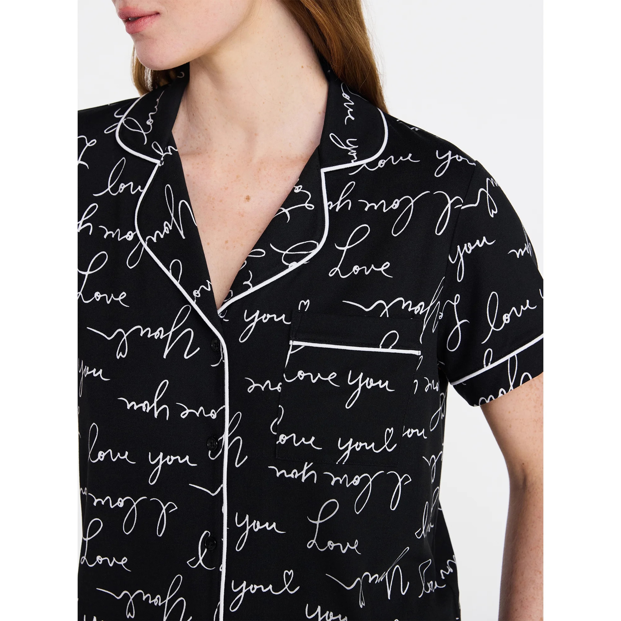 Joyspun Women's Dreamy Soft Collection Notch Top and Shorts Pajama Set, 2-Piece, Sizes XS-3X | Walmart (US)