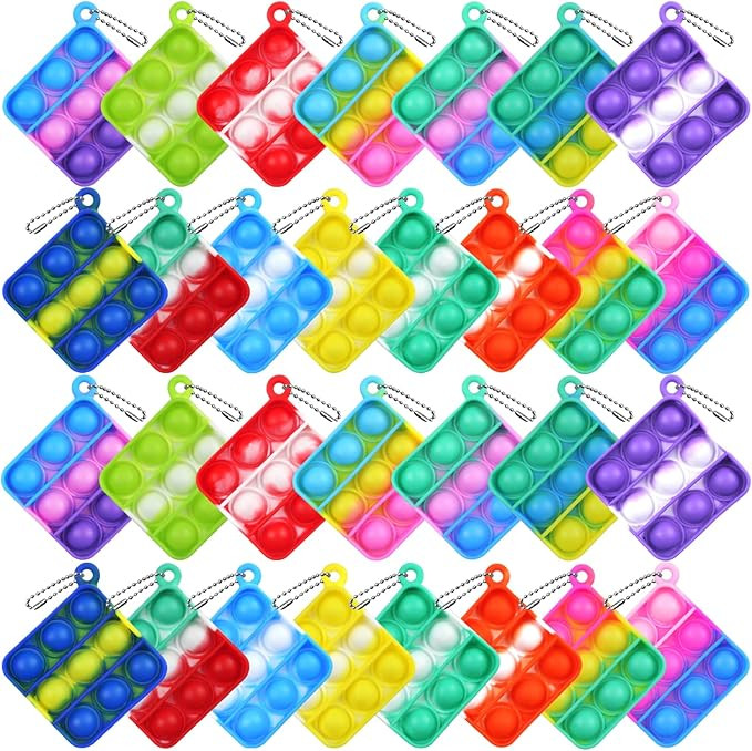 Hignut 30pcs Mini Pop Fidget Toy, Rainbow Stress Reliever Hand Toy Keychain Toy Reliever Office D... | Amazon (US)