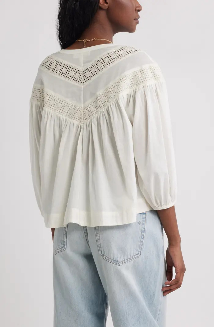Lace Inset Woven Shirt | Nordstrom