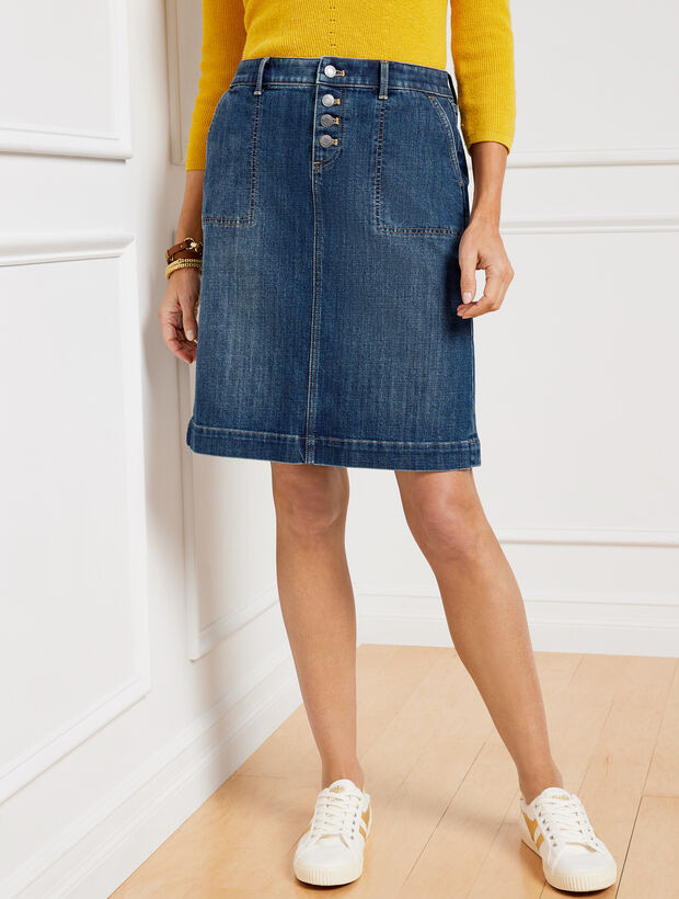 Denim A-Line Skirt - Oyster Wash | Talbots