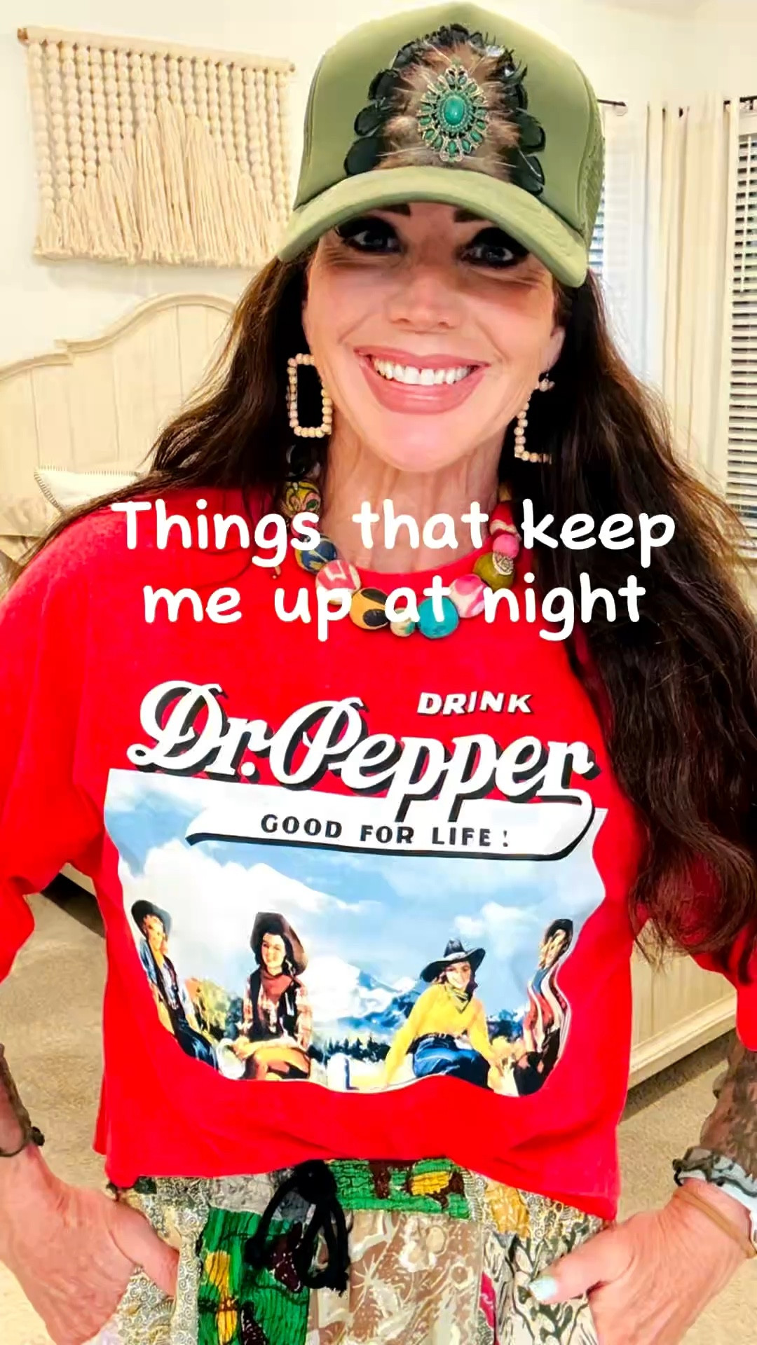 Things that keep me up at night…🤔🤣🤣🤣 Anyway, I got these pants at a craft fair, made my trucker, cropped my tee, my sneakers are super old, and lace tee from Amazon.  The hoodie was a nuuly rental that I kept! #dopaminedressing #randomthought #walkingdead #over50club #thingsthatkeepmeupatnight 

#LTKActive #LTKOver40 #LTKootd