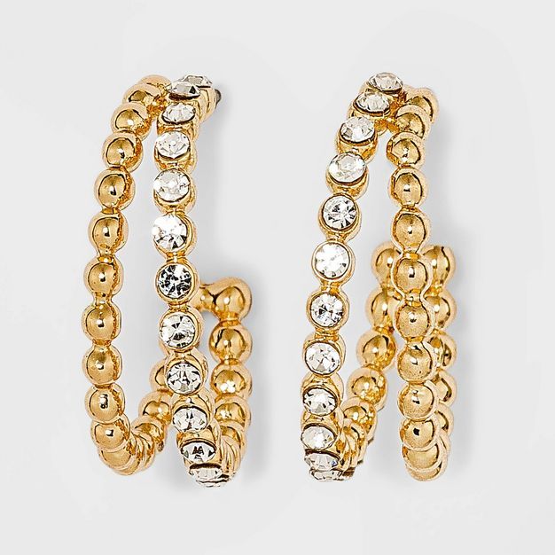 SUGARFIX by BaubleBar Crystal Beaded Double Hoop Earrings - Gold | Target